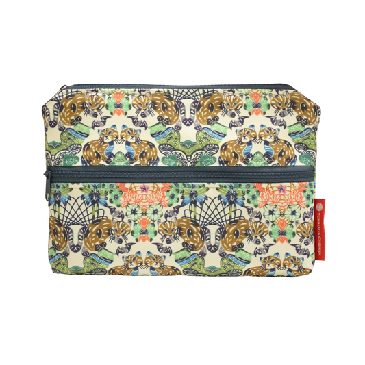 琉球びんがたダブルファスナーポーチ -イリオモテヤマネコ-